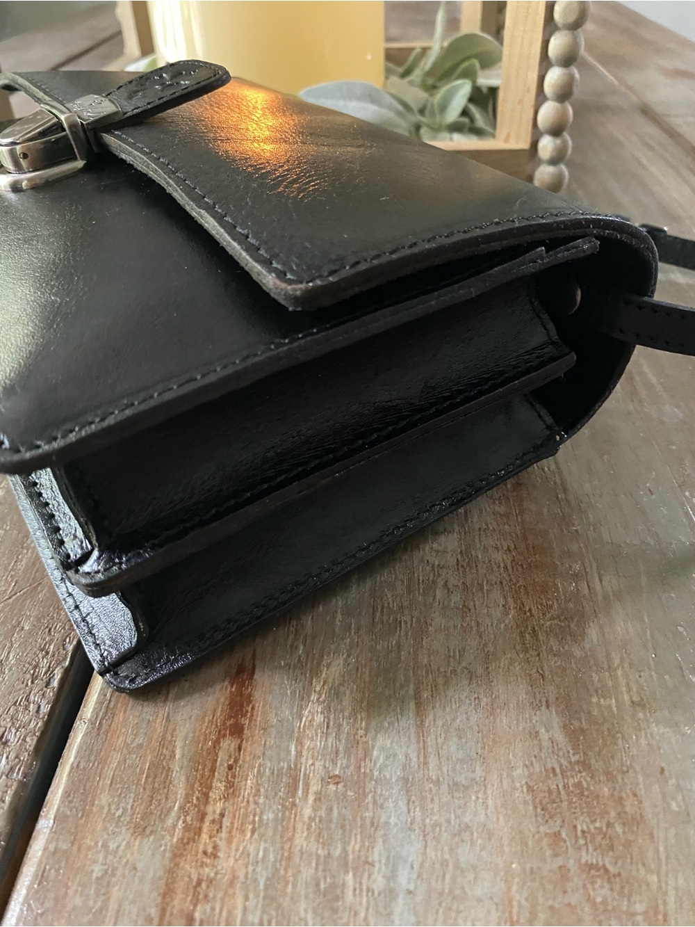 Patricia Nash Lanza Leather Convertible Crossbody Bag Purse Embossed Logo Black - Picture 8 of 17